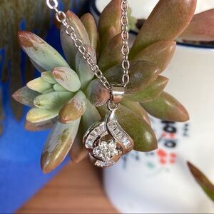 Swarovski Crystals Necklace Dainty Flower Silver